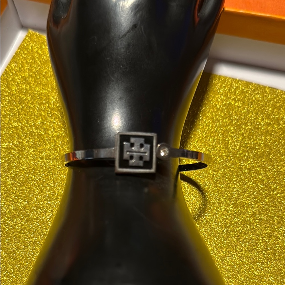 Elegant Silver Bracelet with Black Accents